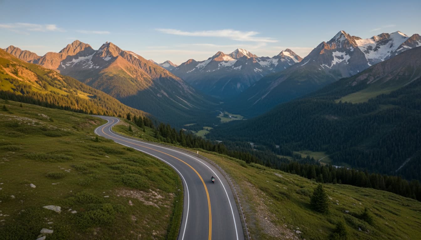 Tour du monde en moto sur route de montagne